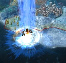 A Planet Carver's beam striking down an unprepared Sea Dragon