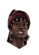 Amina's head portrait (happy)