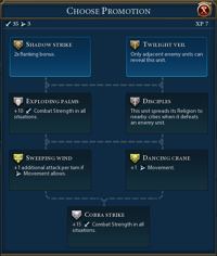 Warrior Monk promotions (Civ6)