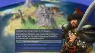 Genghis Khan offering the player his friendship