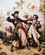 Capture of the Pirate, Blackbeard, 1718 by Jean Leon Gerome Ferris (which appears to have inspired his in-game attire)