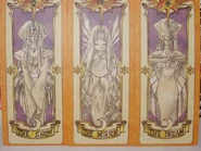 Exemple de cartes de Clow, avec dessin original des Clamp et fond violet