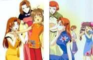 Illustration des sœurs de Shaolan tirée e l'artbook CardCaptor Sakura Cheerio! TV Illustrations Vol. 2