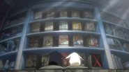 CIW2 CC Bookcase.png (530 KB) Soel and Larg look at a bookcase full of CLAMP's manga works.