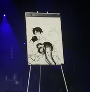 Dessin réalisé par les CLAMP sur la scène de Japan Expo