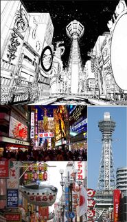 Osaka-Hanshin.jpg (315 kio) Comparaison entre le quartier marchand de Dôtonbori d'Osaka et celui de Hanshin