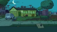 The house shown at night.