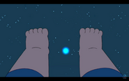 Clarence's feet and a weird blue star