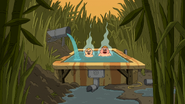 Percy and Clarence in hot tub