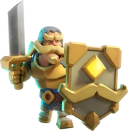 A render of the Heroic Knight with his shield on.