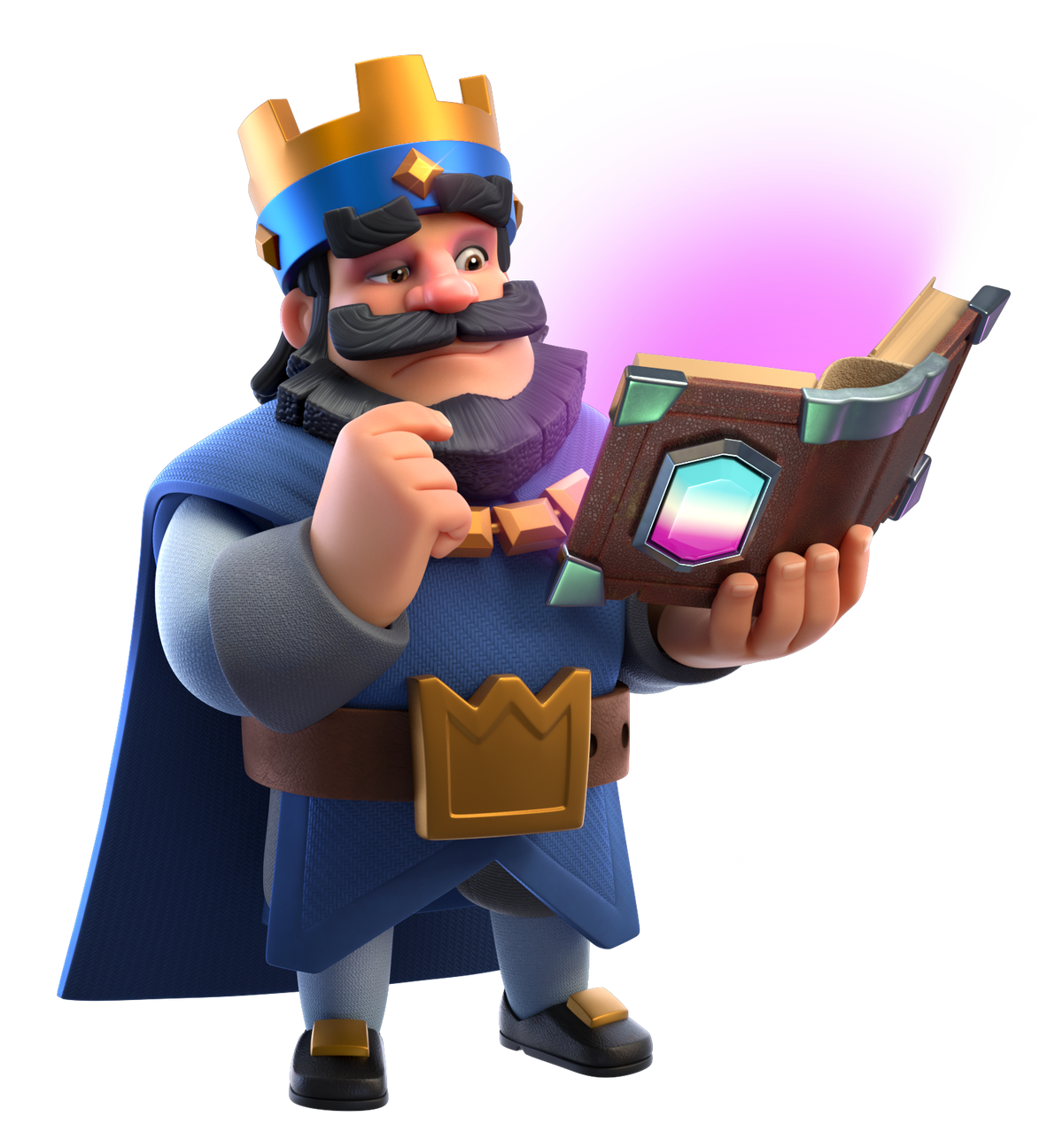 King with a magic book emote