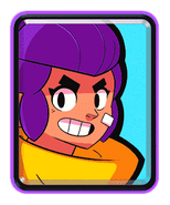 Hunter's card image reskinned as Shelly during the Brawl Stars Challenge.
