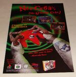 A ClayFighter 63 1/3 teaser poster featuring Frosty holding an N64 controller - and a CF 63 1/3 tattoo.