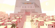 Royal palace within ancient Egypt where Cleo and Trumpet Guy live