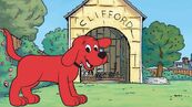 Clifford the Big Red Dog at his Doghouse