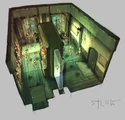Concept art of the booby trap room.