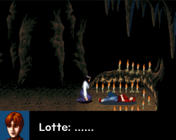 Lotte's death in the cave.