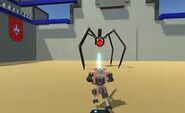 A Spider-Tron 5000 unit facing off against the player.