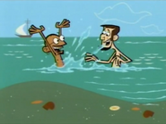 Abe and Gandhi Splashing in the Ocean