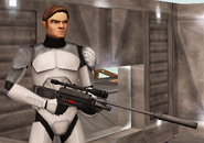 Luke with new sniper rifle