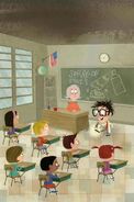 Concept art of Flint at school