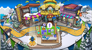 The Town during its last week, with fireworks marking the end of Club Penguin.