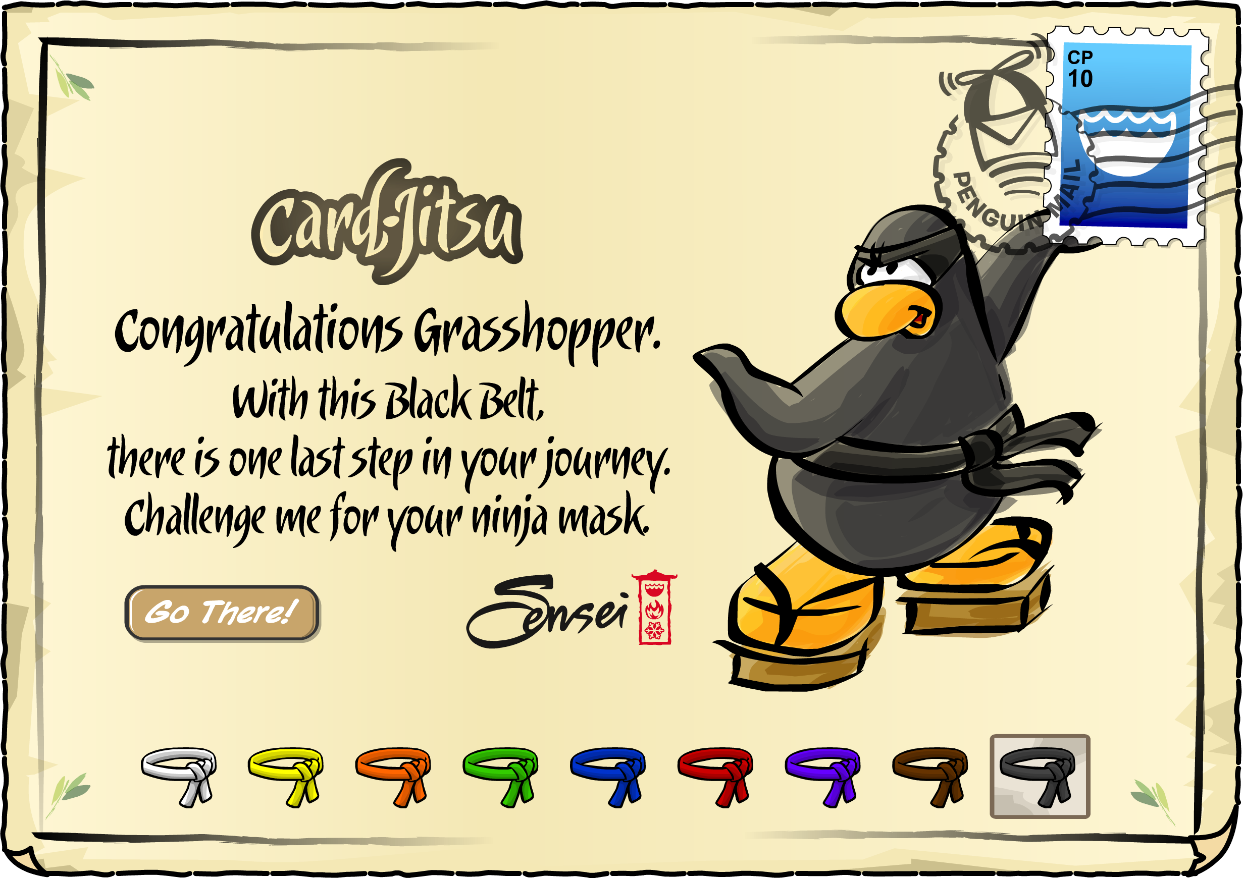 Card-Jitsu Black Belt Postcard | Club Penguin Rewritten Wiki | Fandom