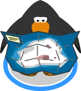 A penguin looking at the map of the island