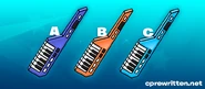 Earlier version of the Orange Keytar, along with the Purple Keytar and Blue Keytar.
