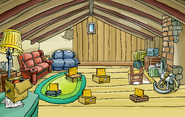 The location of the Yellow Puffle Pin after the April Fools' Party 2020.