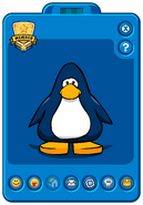 The player card of another penguin, as viewed by a Moderator.