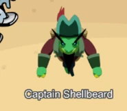 Shellbeard being referred to as Captain Shellbeard for the Pirate Party.