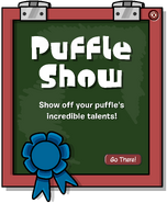 The sign advertising the Puffle Show