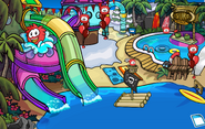 The red puffle domain seen during the Puffle Party 2022.