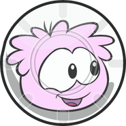 Pink Puffle in a Puffle Ball.