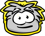 The grey puffle Pet Shop sign during the Puffle Party 2019.