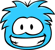 A blue puffle in an older version of the Adopt A Puffle catalog.