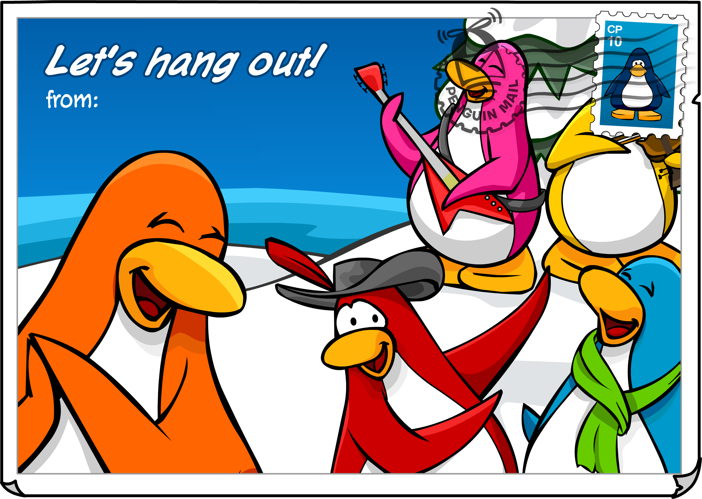 Let's Hang Out Postcard, Club Penguin Rewritten Wiki