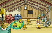 The location of the Yellow Puffle Pin during the April Fools' Party 2020.