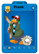 Tarjeta de Jugador de Frank junto a su Puffle Sam