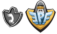 Le logo de l'Écoute Phonique Futée à coté du logo de l'EPF. Les formes des deux logos sont identiques