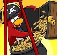 Rockhopper donnant à Coins for Change