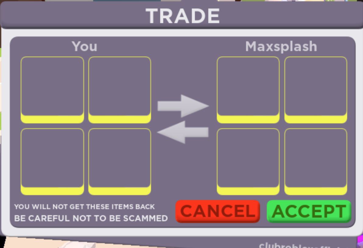 Trading my stuff in CLUB ROBLOX for adopt me pets or mm2 stuff (I