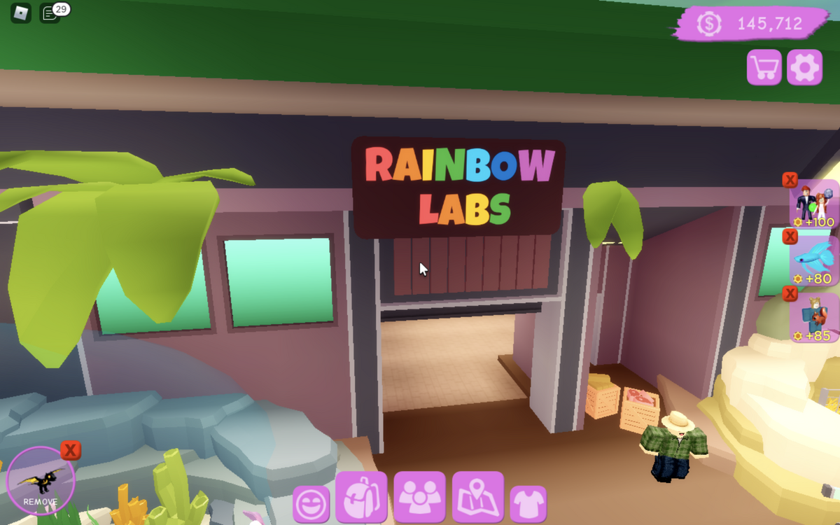 Roblox Pet Shop com vários animais e acessórios