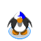 A penguin waving with the Blue Face Paint on