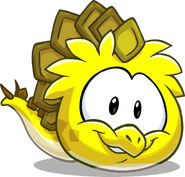 The yellow Stegosaurus puffle