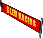 The Sled Racing banner found in the old Ski Village.