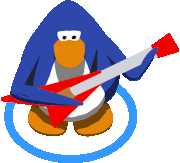 A penguin playing the guitar
