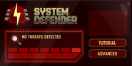 The System Defender start screen when no threat is detected.