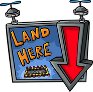 The "Land Here" sign